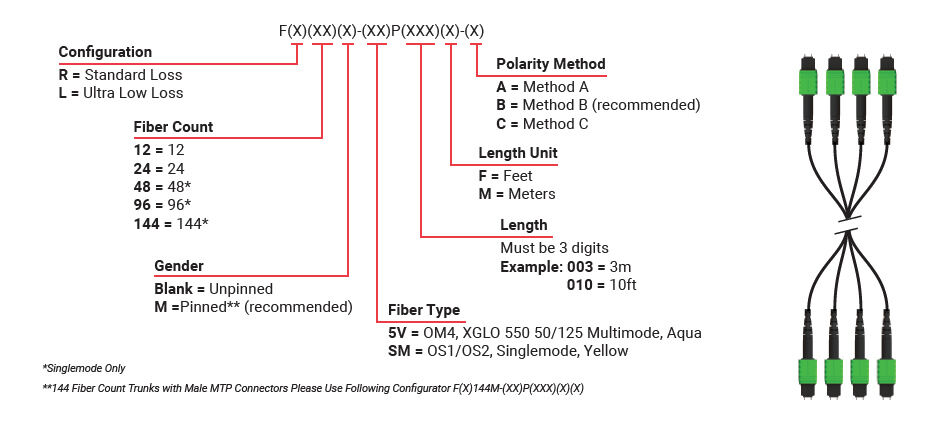 Plug and Play Base-12 MTP-MTP Fiber Trunks